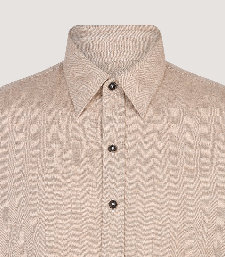 Men's Herringbone Shirt in Camel