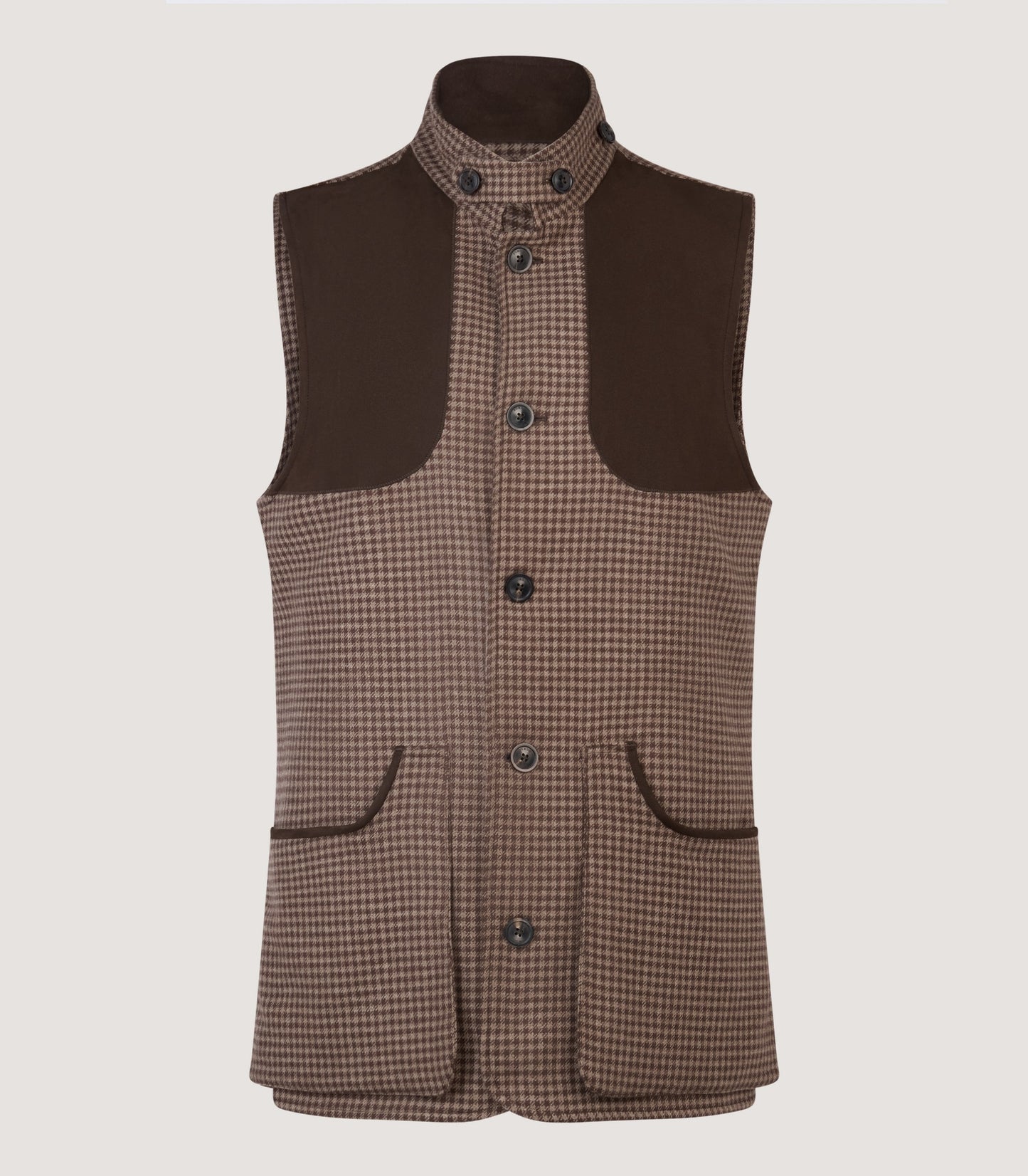 Men's Cashmere Tweed High Collar Shooting Vest in Torridon Check