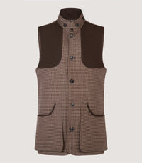 Men's Cashmere Tweed High Collar Shooting Vest in Torridon Check