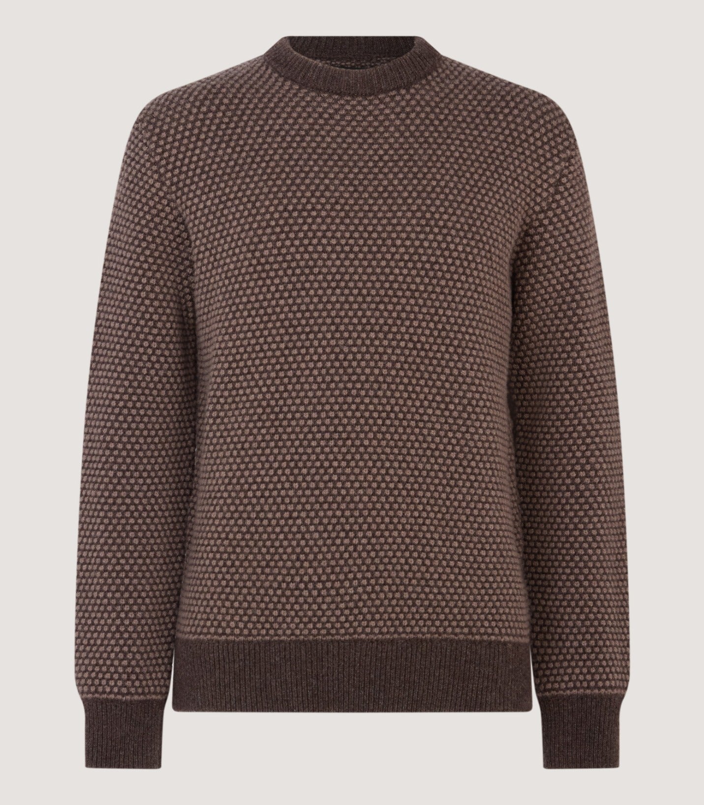 Men's Hamilton Bicolour Round Neck Sweater in Walnut