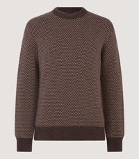 Men's Hamilton Bicolour Round Neck Sweater in Walnut