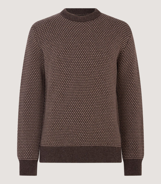 Men's Hamilton Bicolour Round Neck Sweater in Walnut