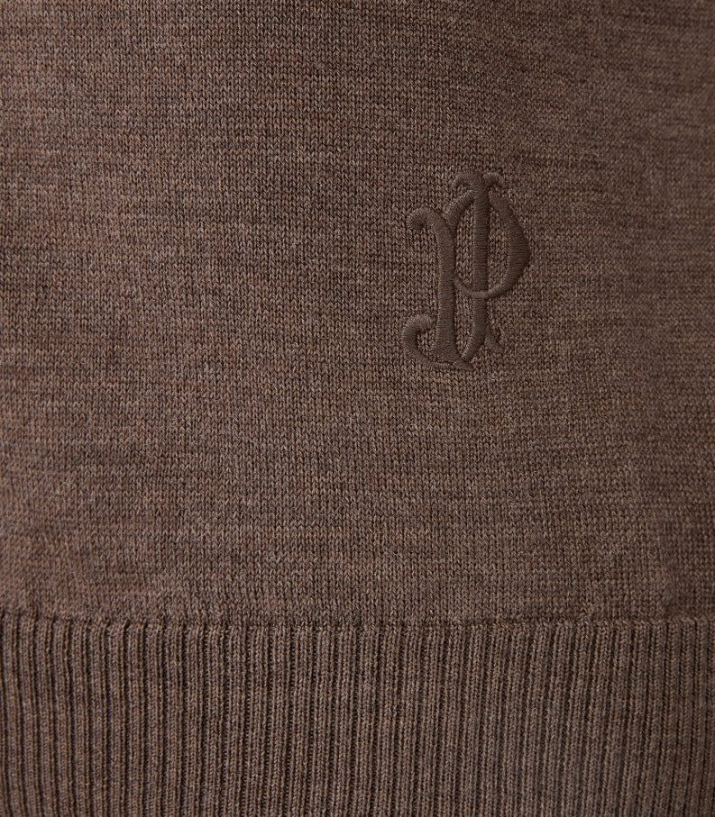 Men's Linton Long Sleeve Sweater in Dark Taupe
