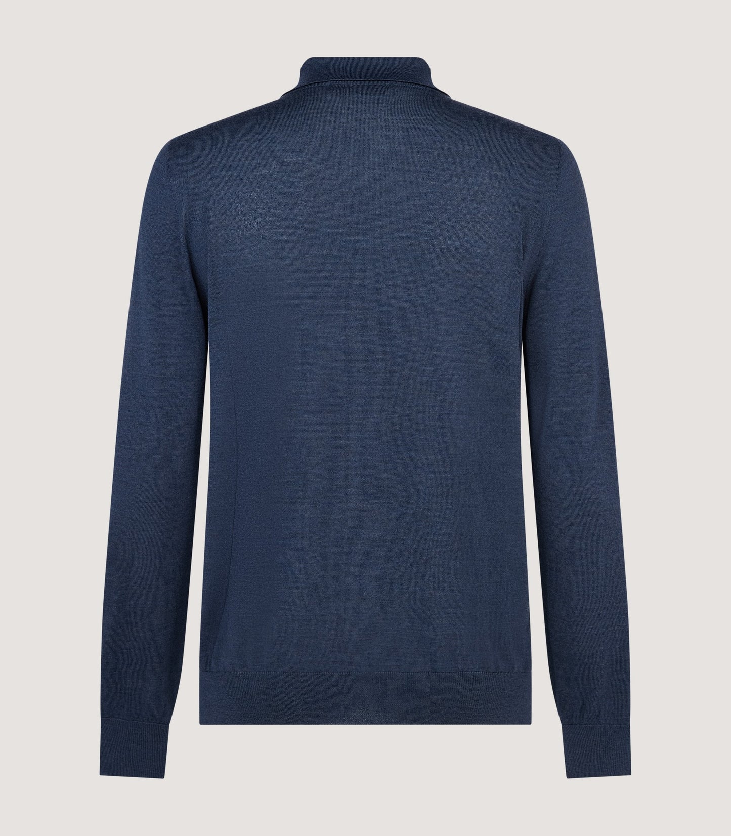 Men's Lightweight Travel Merino Long Sleeve Polo in Denim Blue
