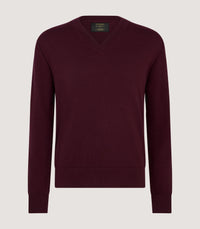 Men's Ensay British Outdoor V-Neck Jumper in Audley Red