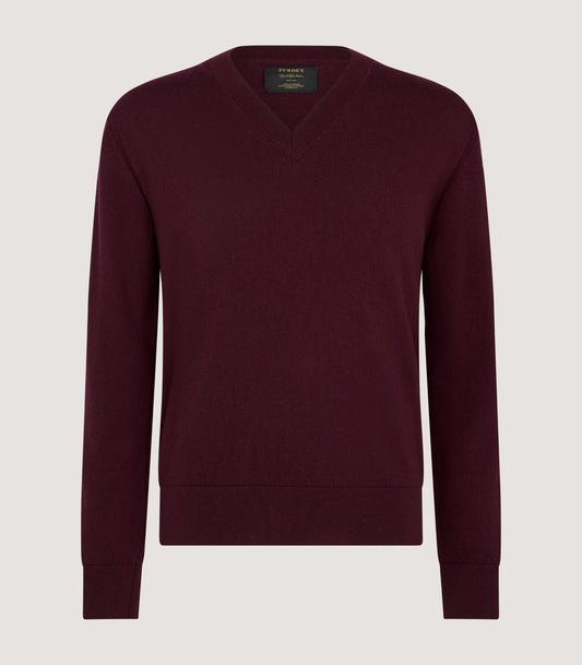 Men's Ensay British Outdoor V-Neck Jumper in Audley Red