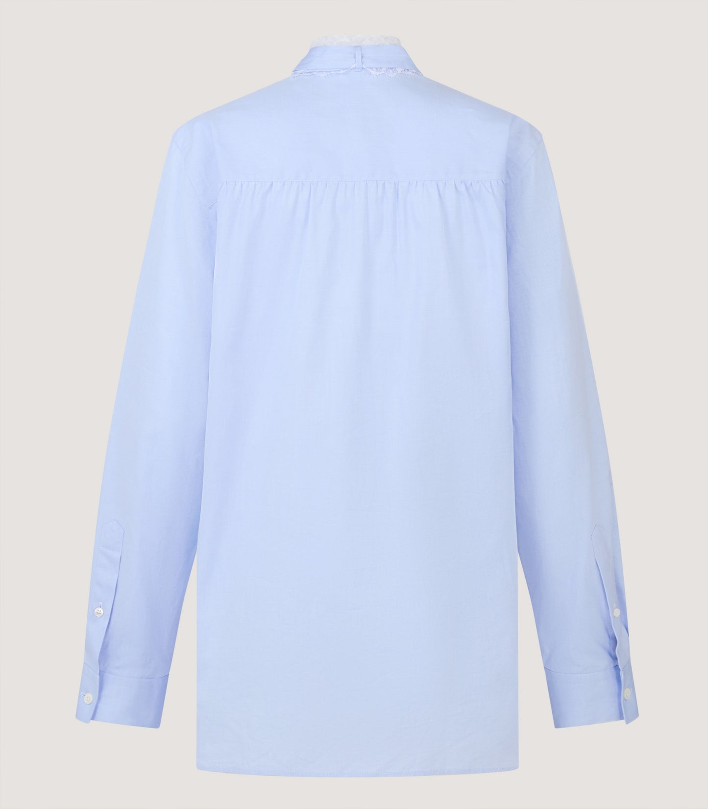 Women's Lace Stand Collar Shirt in Sky Blue