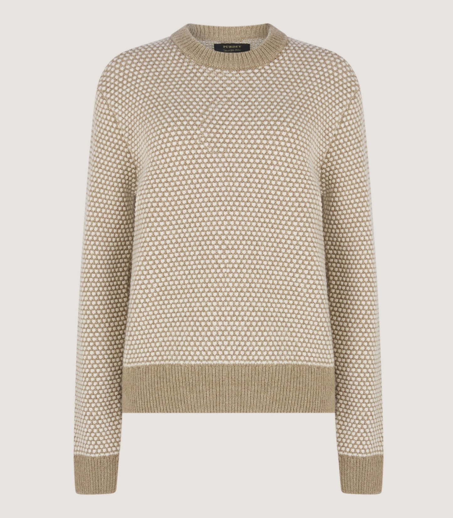 Women's Everly Bicolour Round Neck Sweater in Camel