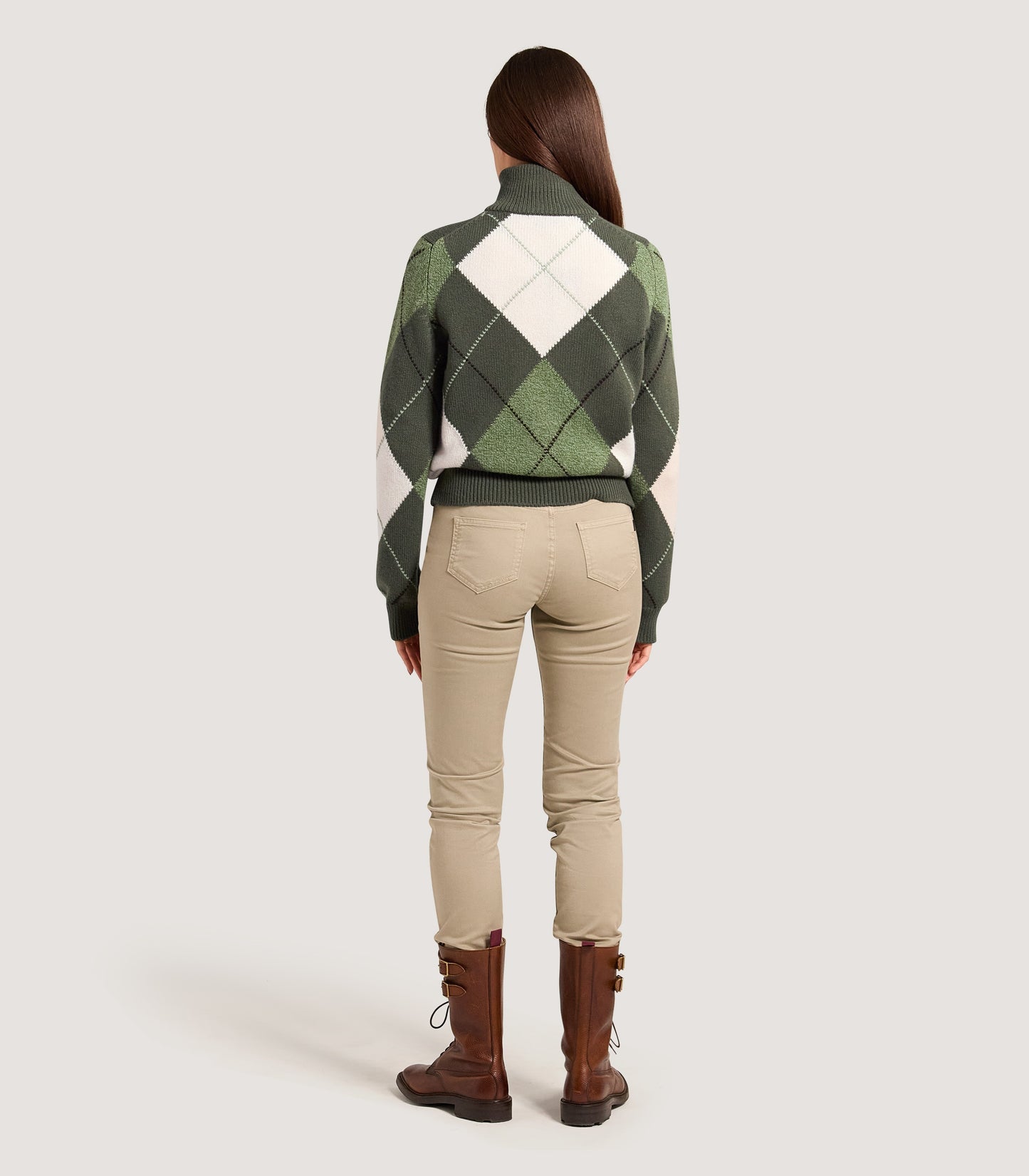 Women's Albury Argyle Quarter Zip Sweater in Moss