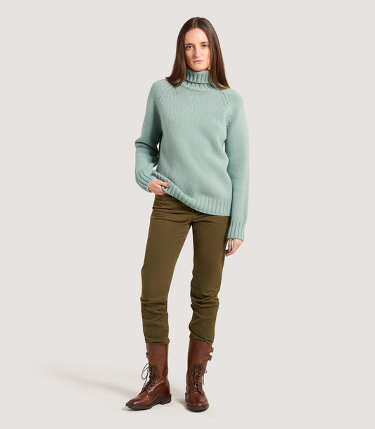 Women's Montague Roll Neck Sweater in Sage