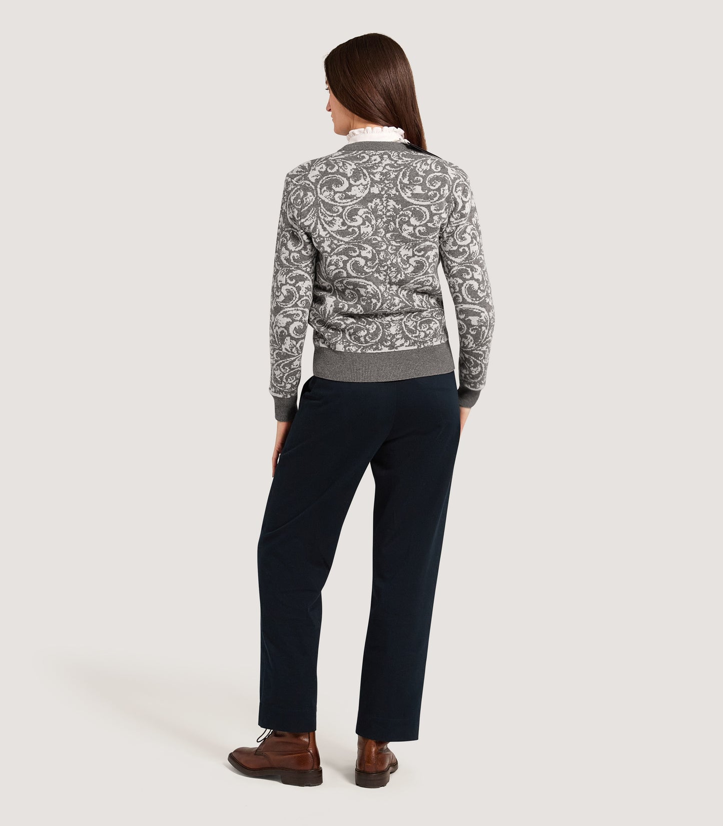 Women's Rose and Scroll Sweater in Hazelnut