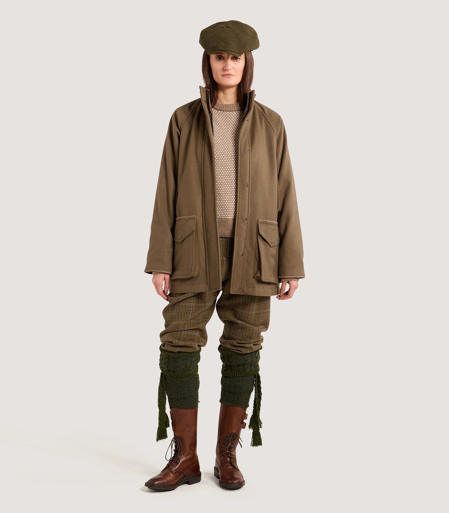 Women's Cashmere Mix Raglan Field Coat in Otter