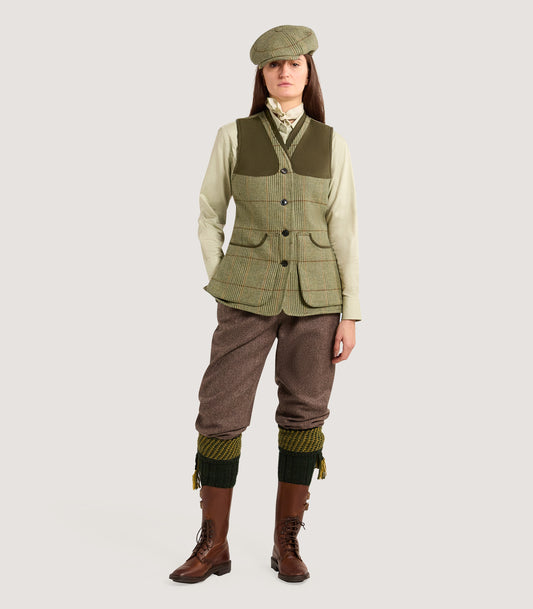 Women's Tweed Shooting Vest in Russel Check