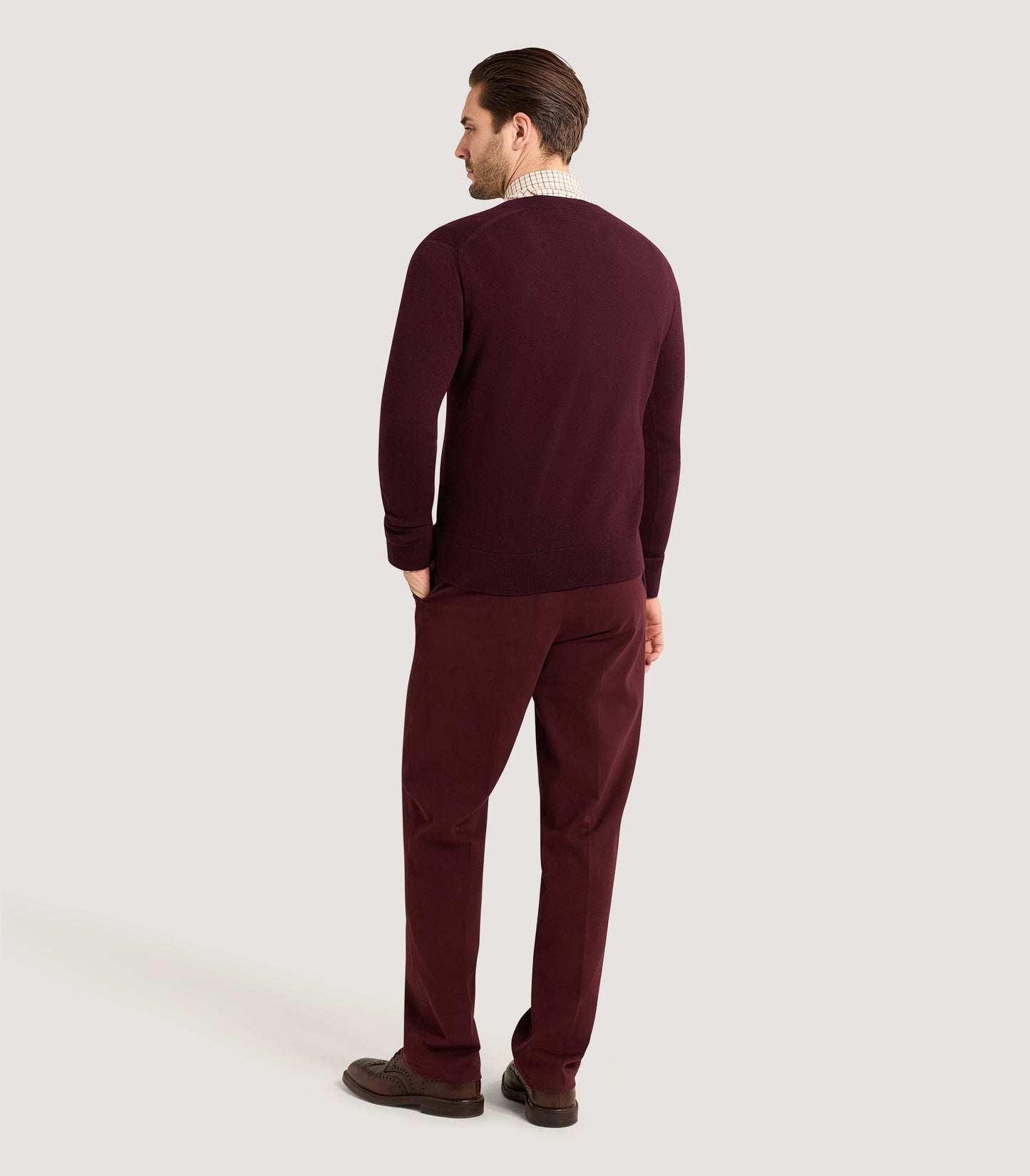 Men's Heavy Twill Flat Front Trousers in Audley Red