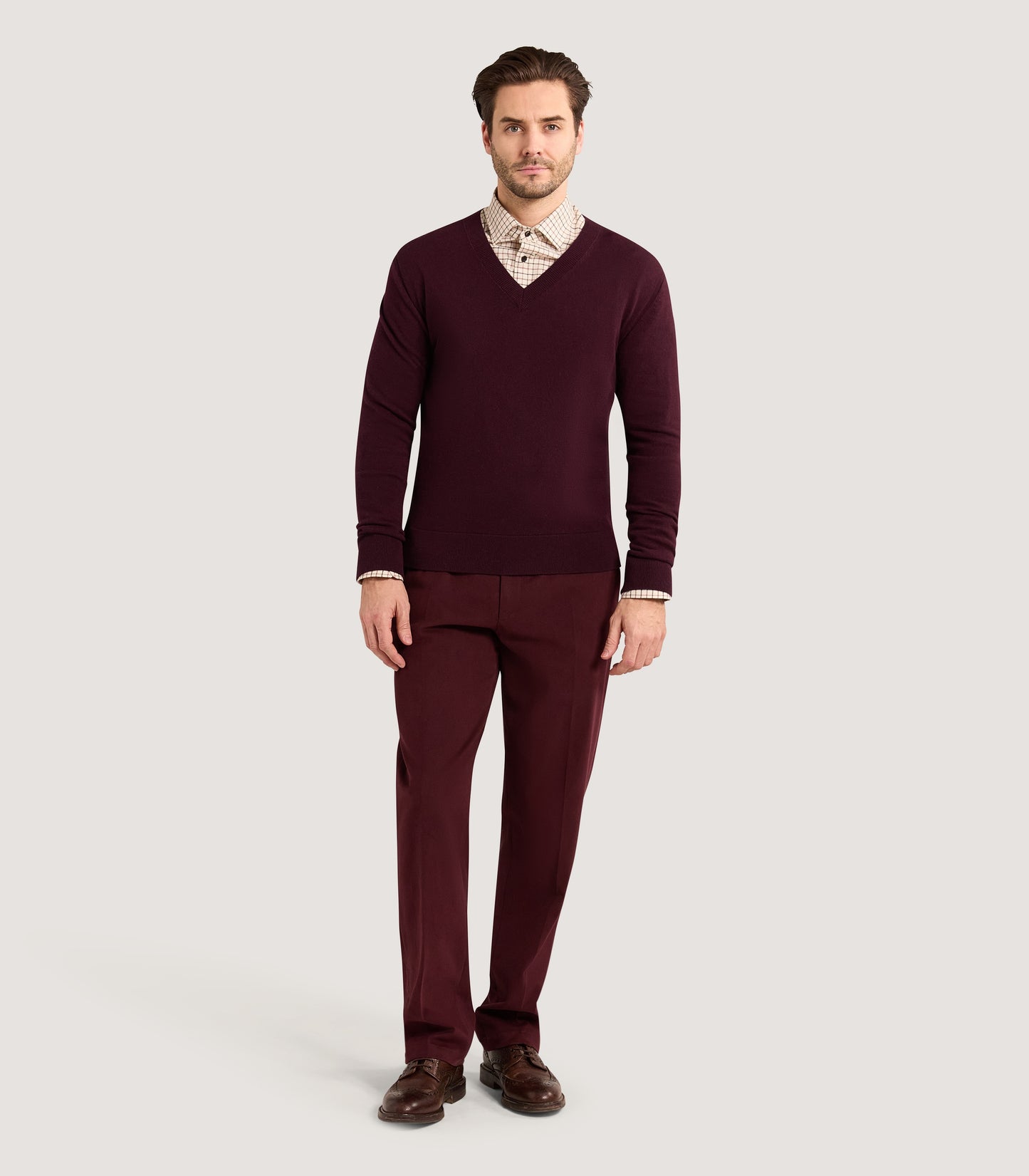 Men's Heavy Twill Flat Front Trousers in Audley Red