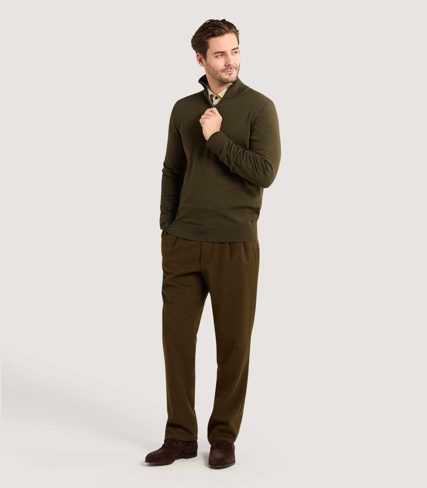 Men's Linton Quarter Zip Sweater in Loden