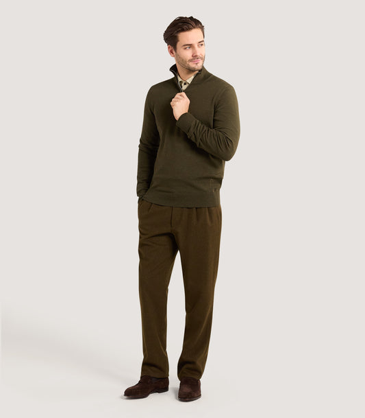 Men's Linton Quarter Zip Sweater in Loden