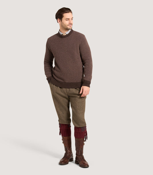 Men's Hamilton Bicolour Round Neck Sweater in Walnut