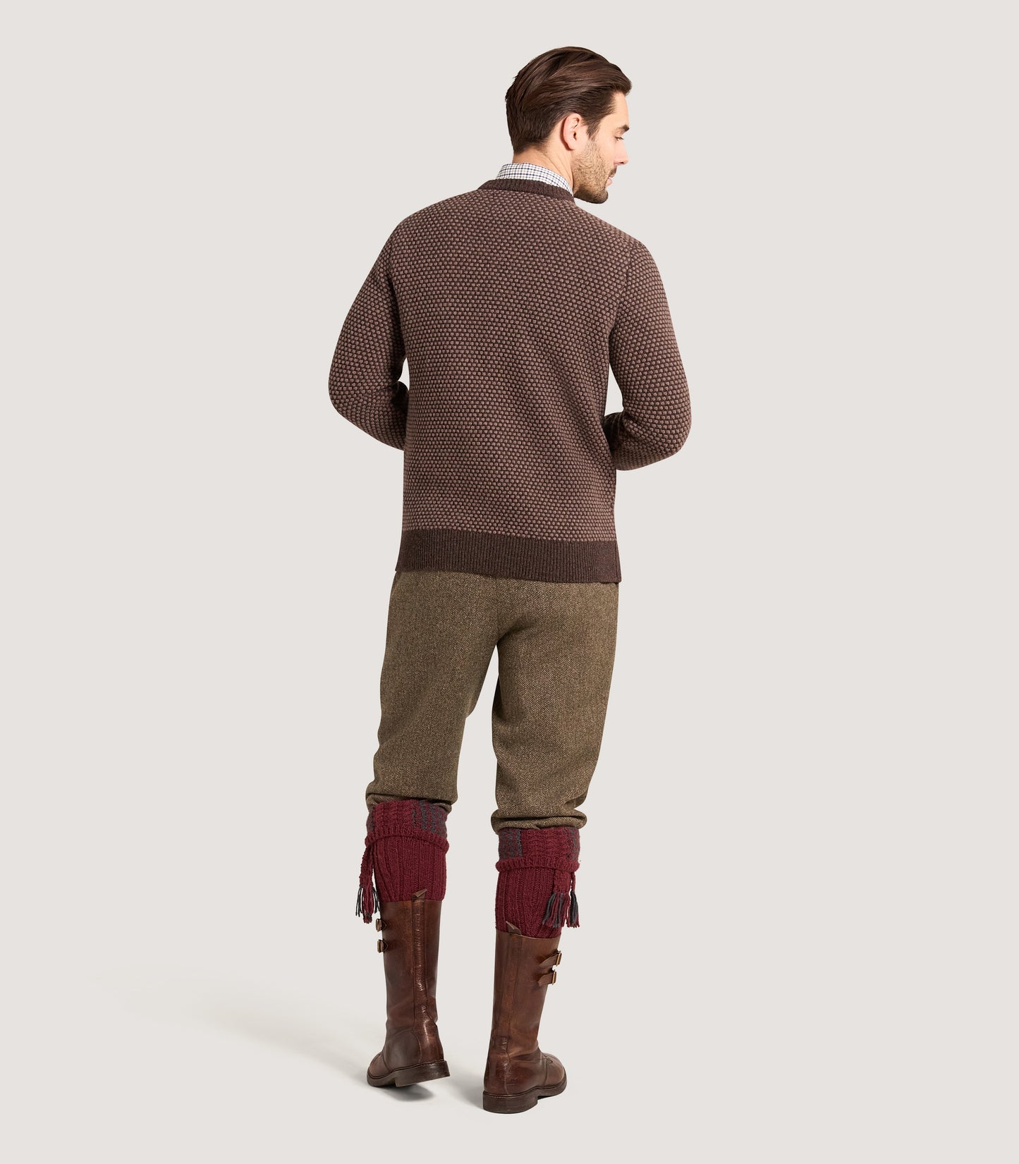 Men's Hamilton Bicolour Round Neck Sweater in Walnut
