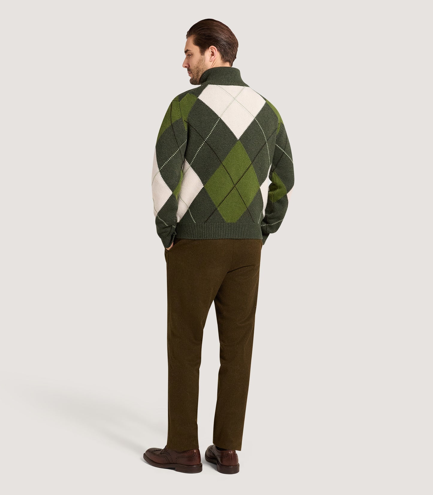 Men's Strathmore Argyle Quarter Zip Sweater in Loden