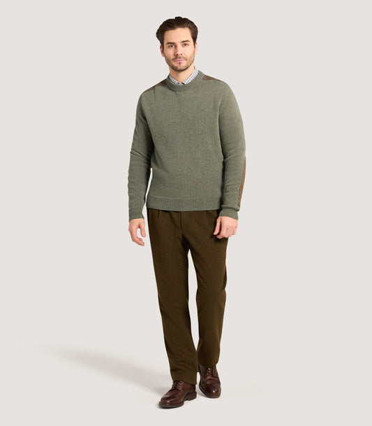 Men's Tom Purdey Round Neck Sweater in Moss
