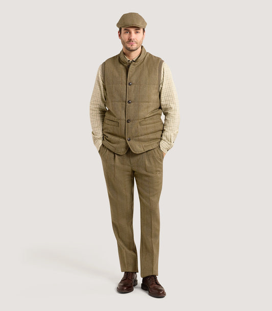Men's Clarges Knit and Fabric Hybrid Gilet in Cairn Tweed