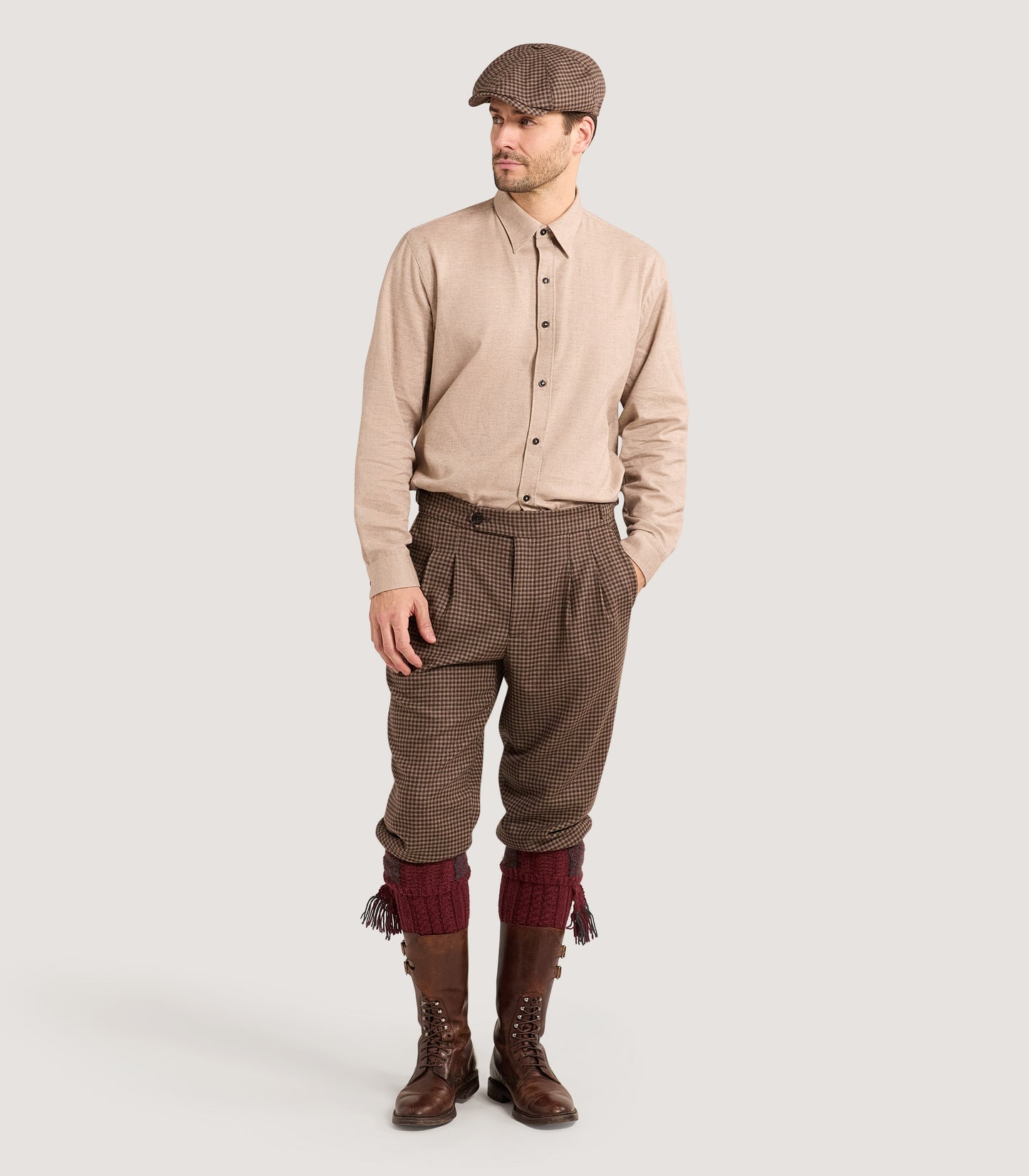 Men's Herringbone Shirt in Camel