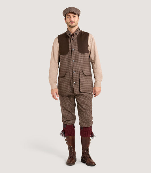 Men's Cashmere Tweed High Collar Shooting Vest in Torridon Check