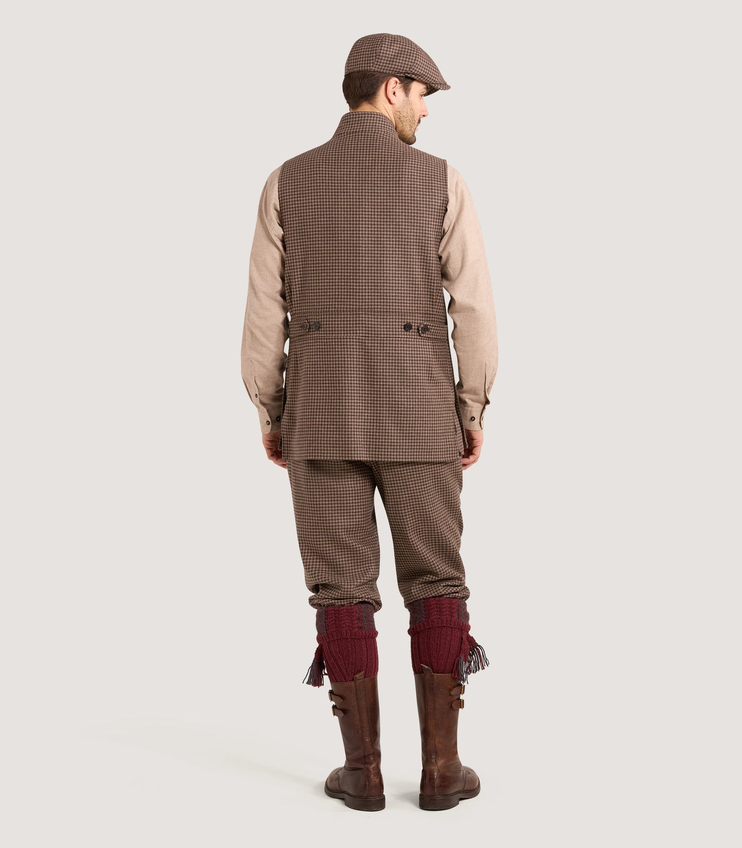 Men's Cashmere Tweed High Collar Shooting Vest in Torridon Check