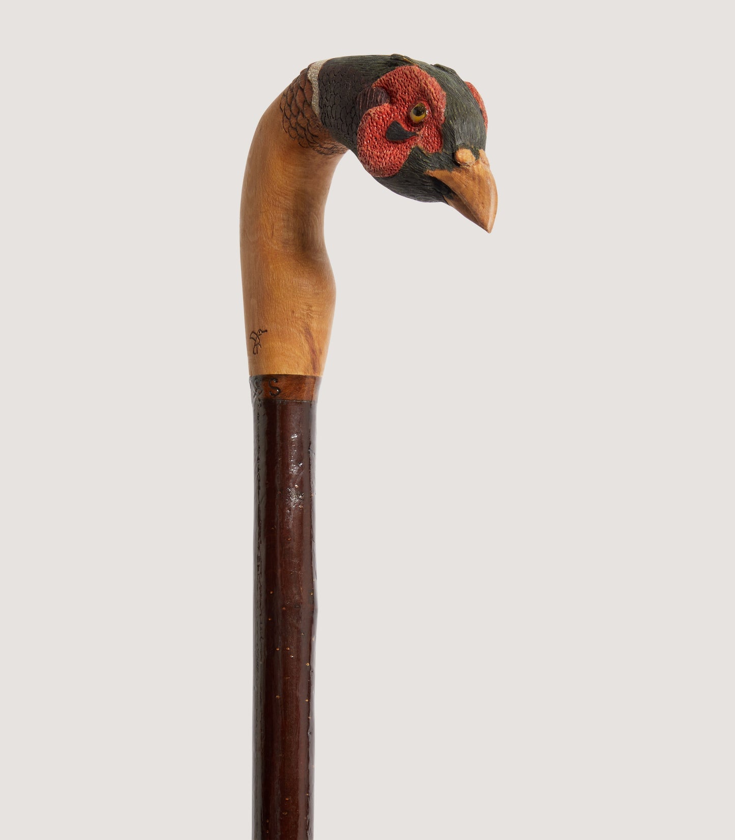 Hand Carved Pheasant Head Walking Stick