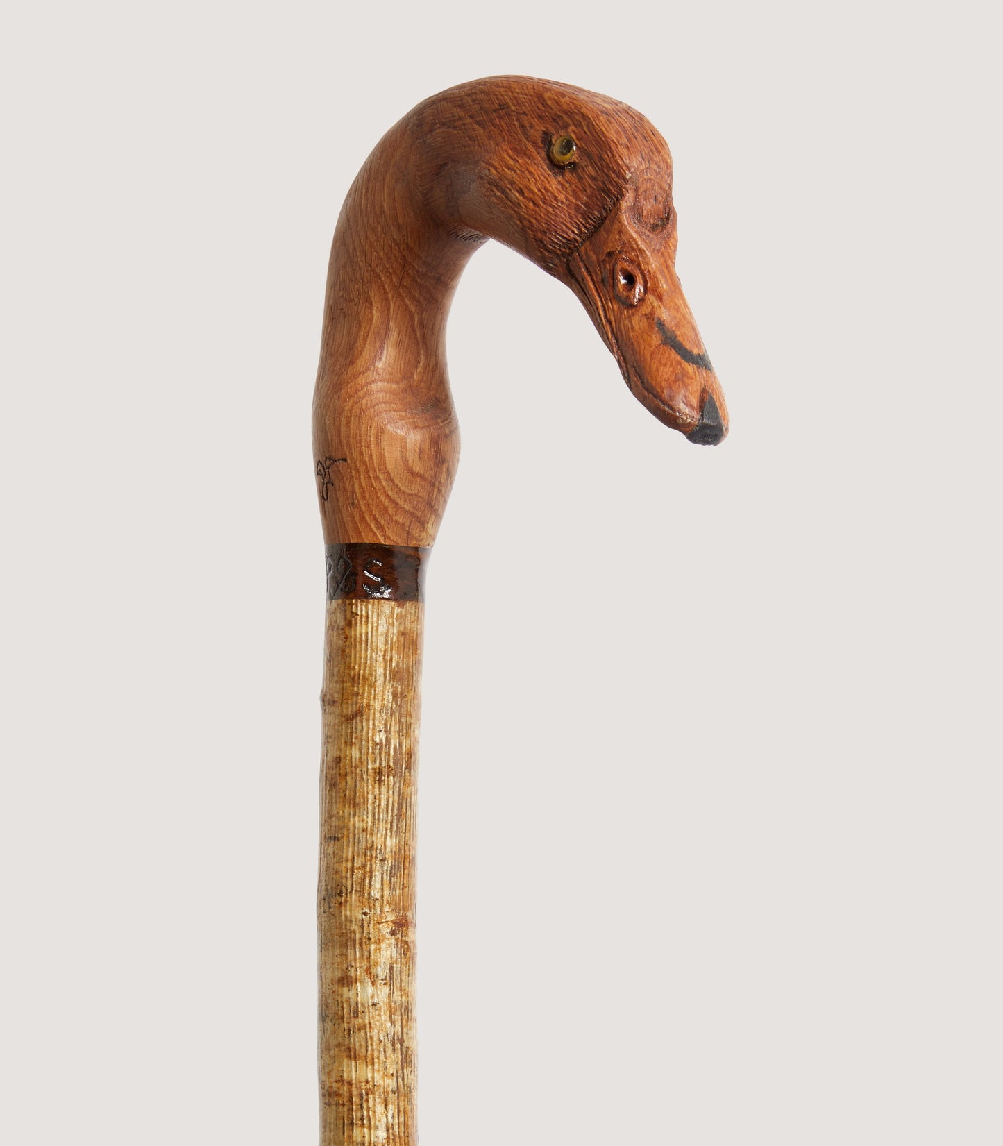 Hand Carved Mallard Duck Head Stick