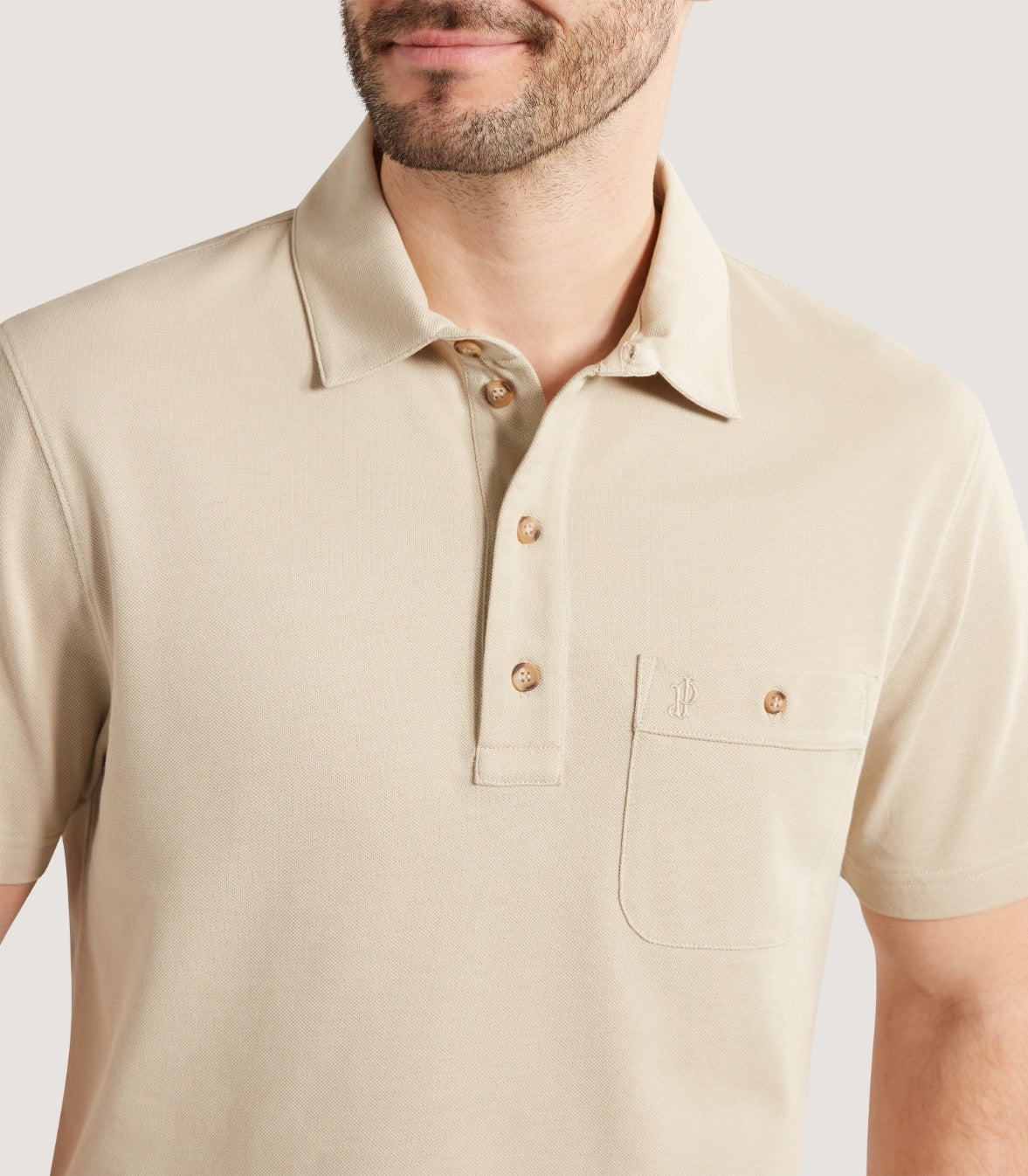 Men's Short Sleeve Polo Shirt in Stone
