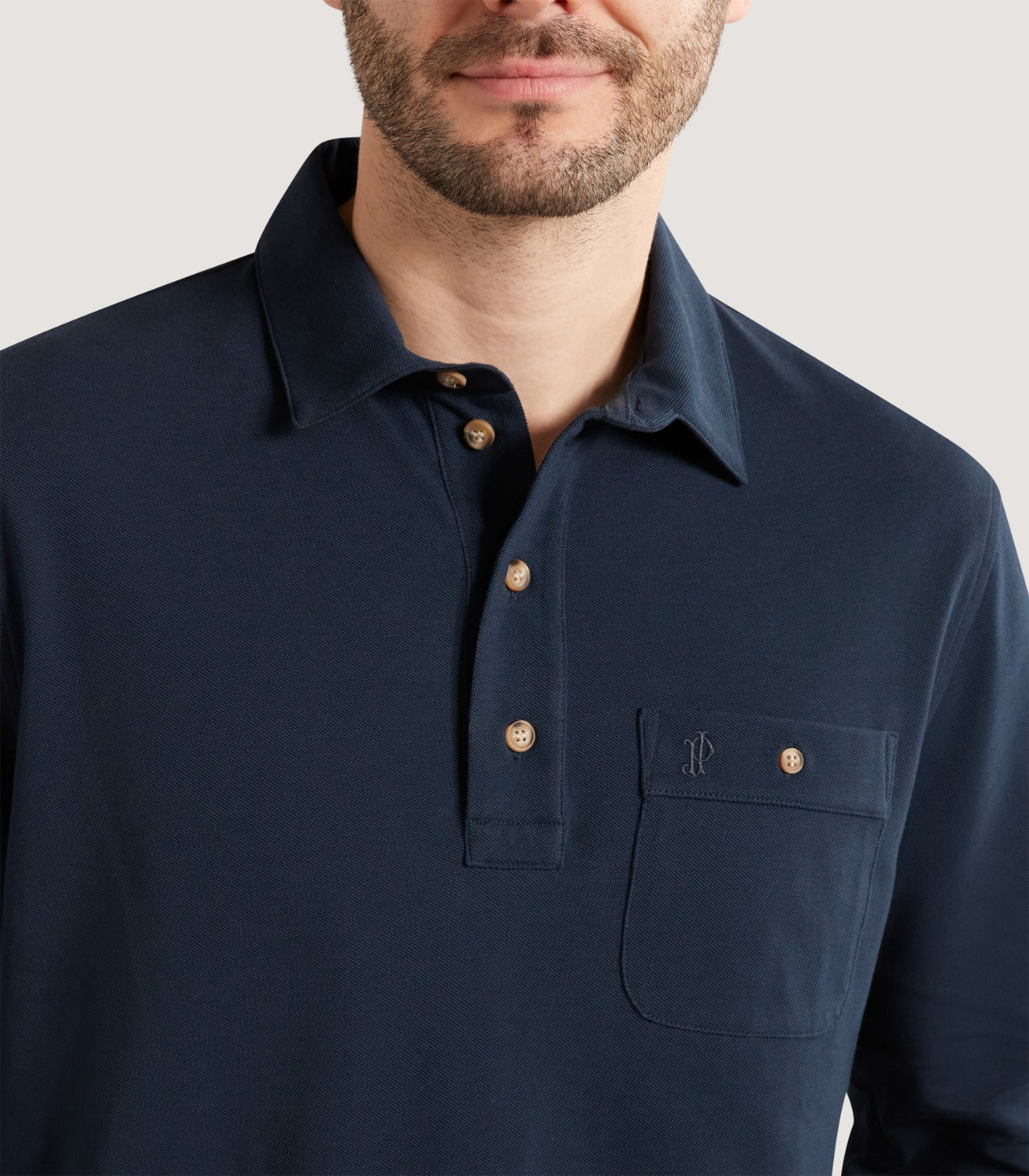 Men's Long Sleeve Polo Shirt in Midnight