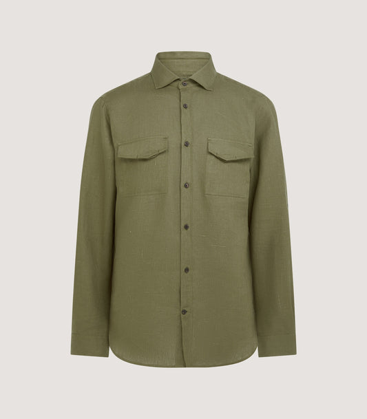 Men's Utility Pocket Shirt in Khaki Green