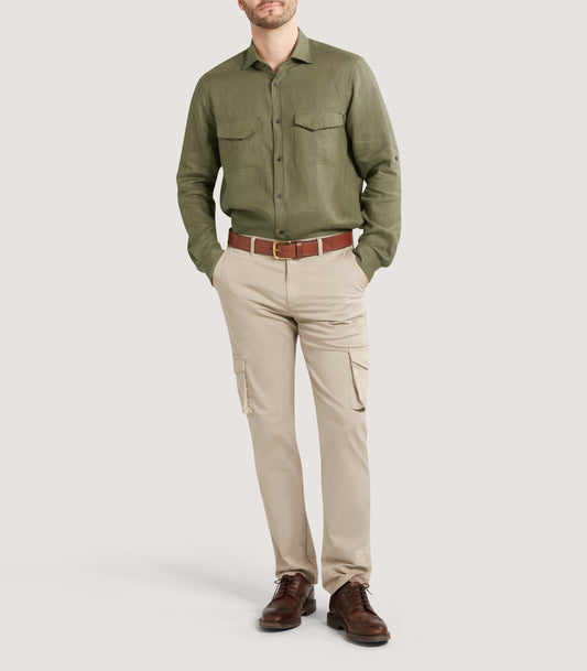 Men's Utility Pocket Shirt in Khaki Green