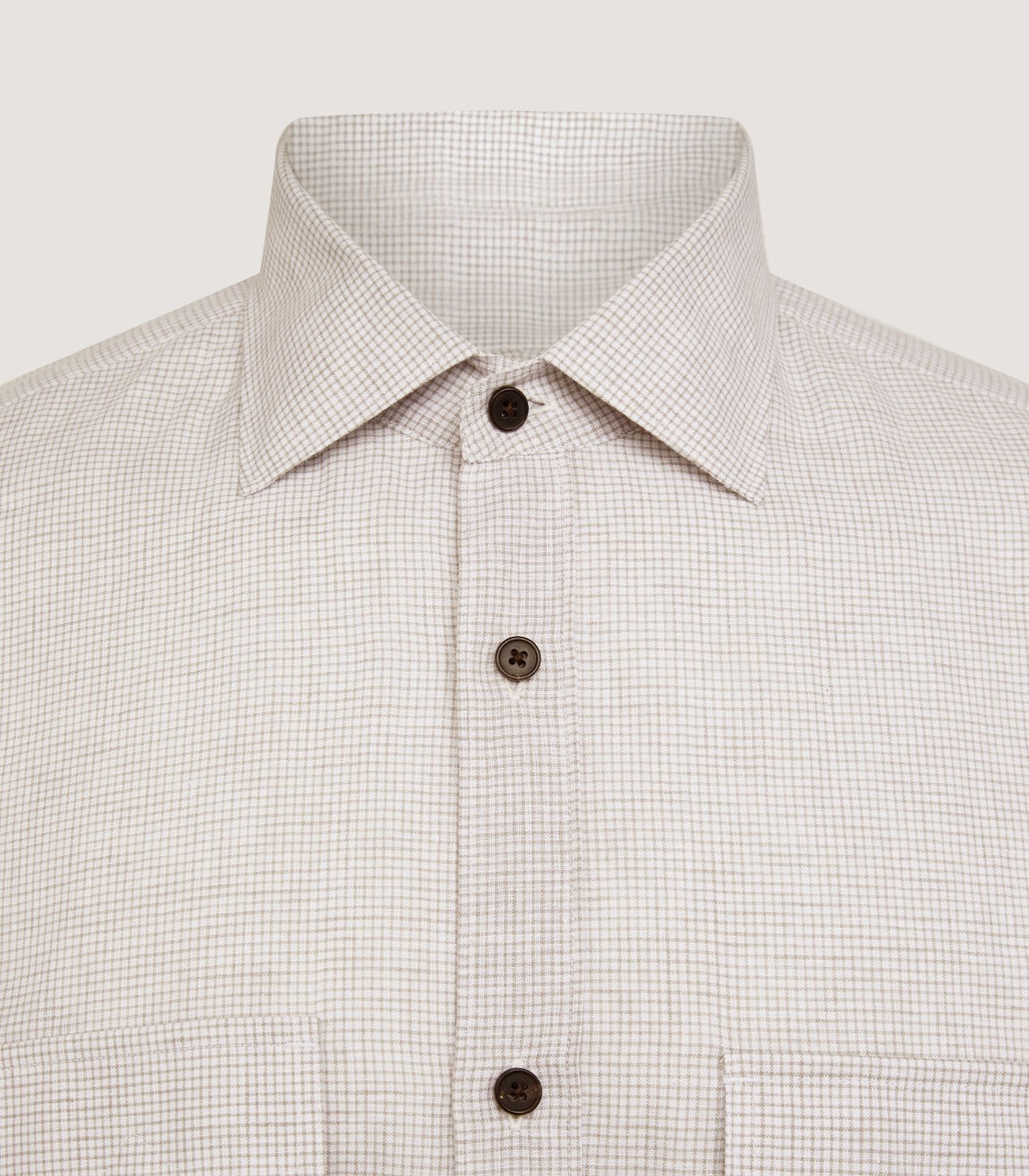 Men's Small Tattersall Check Utility Shirt in Taupe