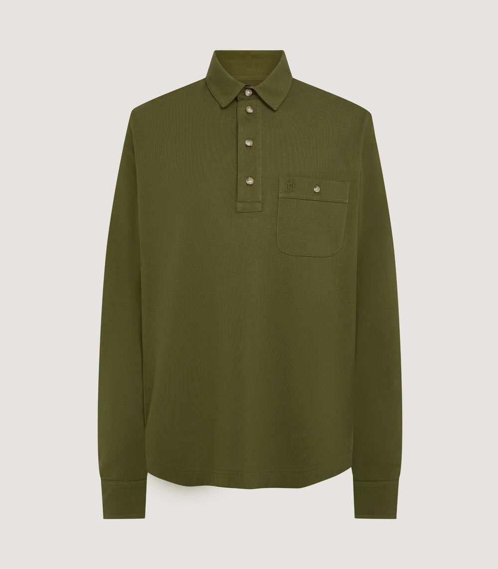Men's Long Sleeve Polo Shirt in Loden