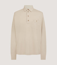 Men's Long Sleeve Polo in Stone