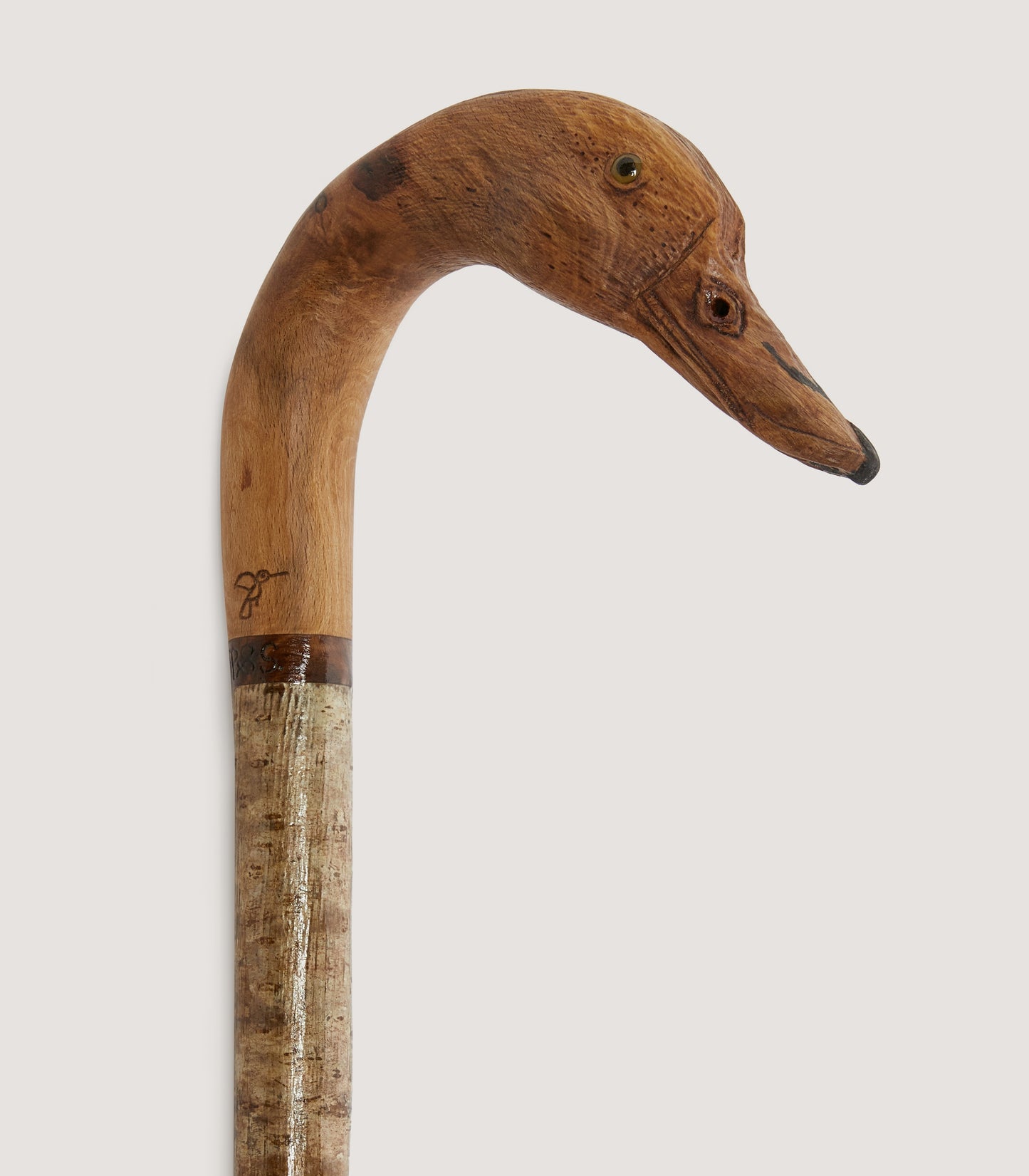 Hand Carved Mallard Duck Head Country Stick