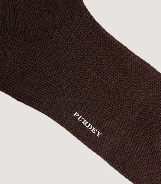 Men's Ribbed High Knee Socks In Chocolate