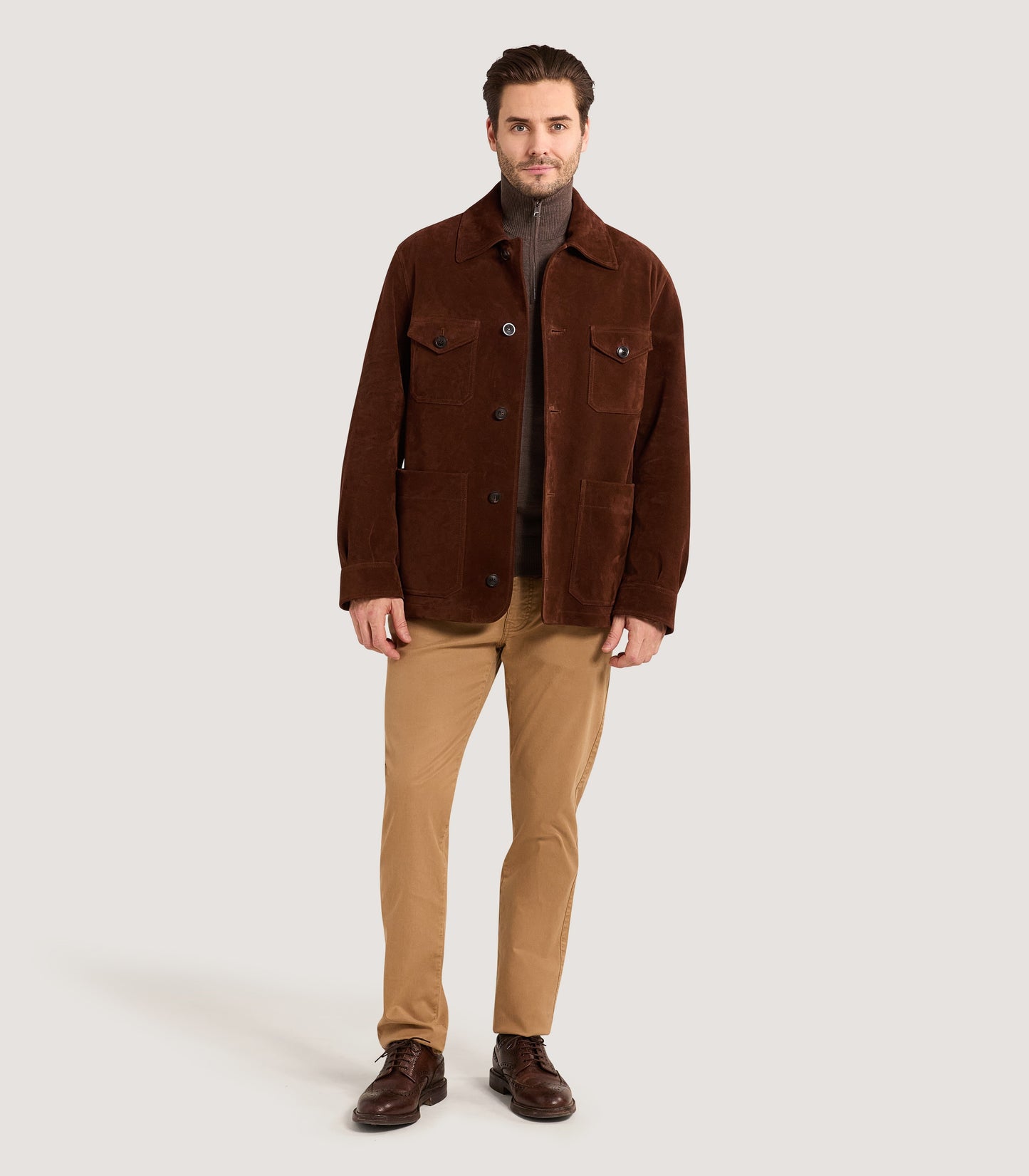 Men's Suede Lyall Jacket in Coffee