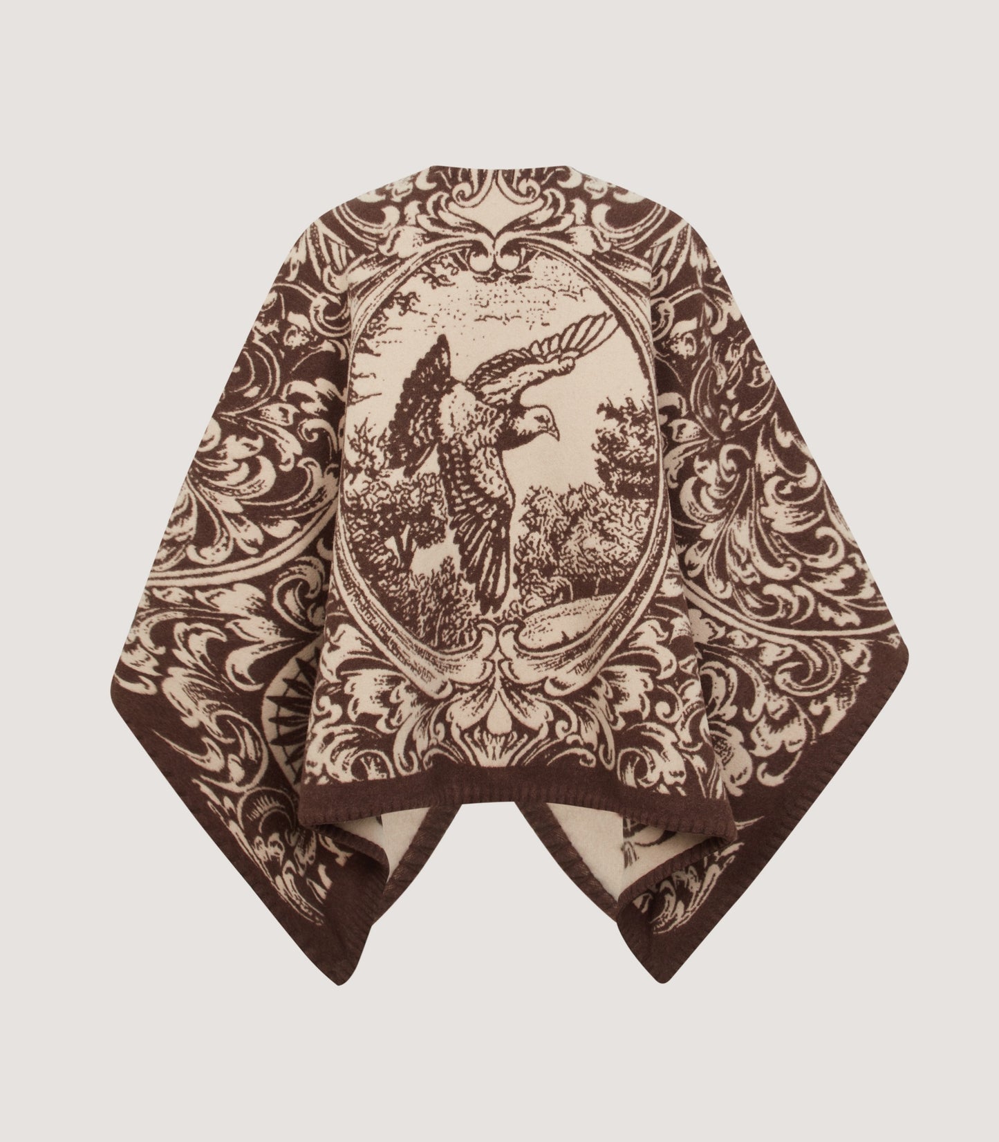 Women's Rose and Scroll Poncho in Chocolate