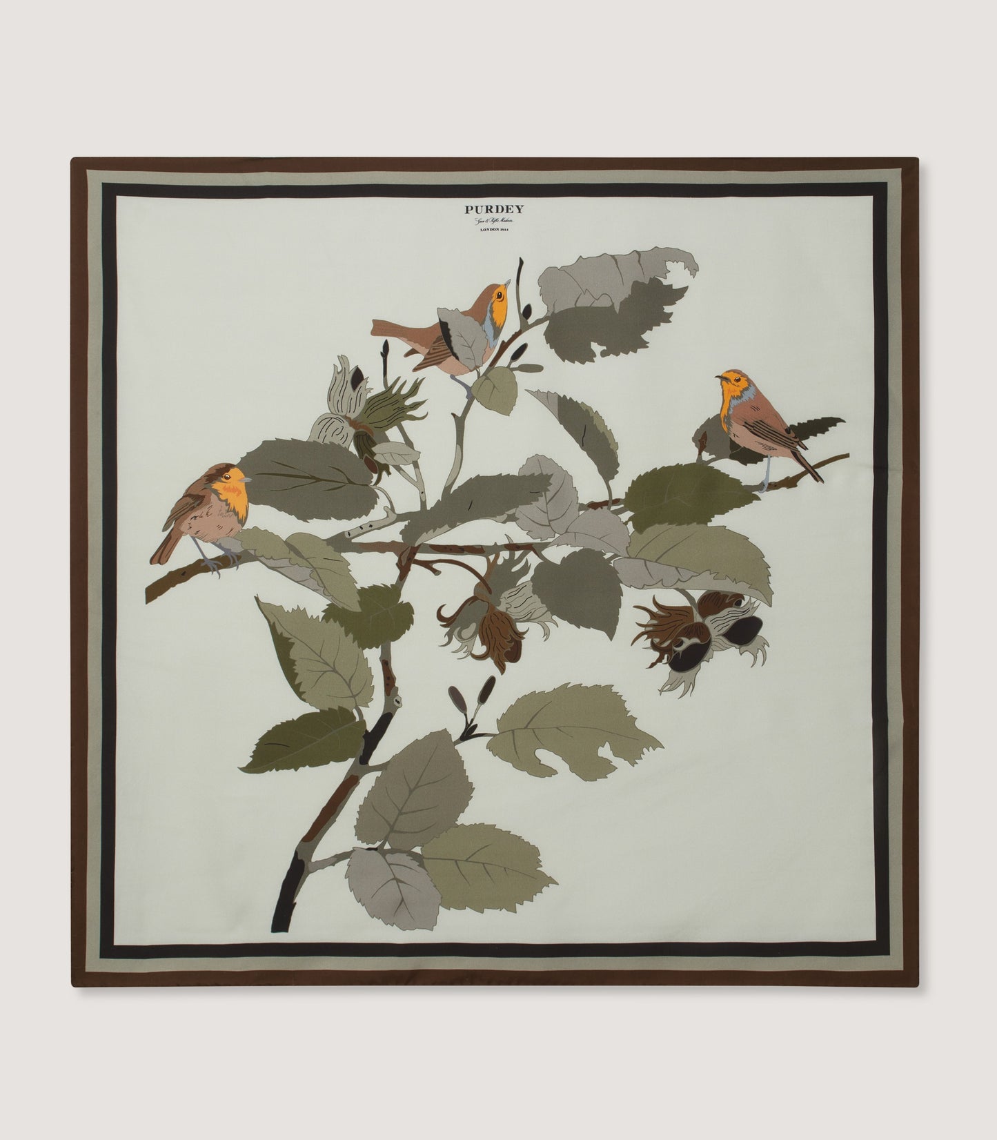 Birds in Nature Silk Scarf in Moss