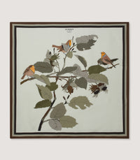 Birds in Nature Silk Scarf in Moss