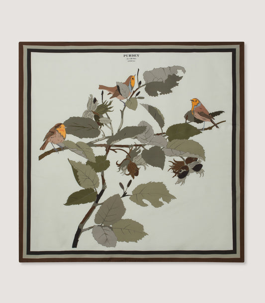 Birds in Nature Silk Scarf in Moss