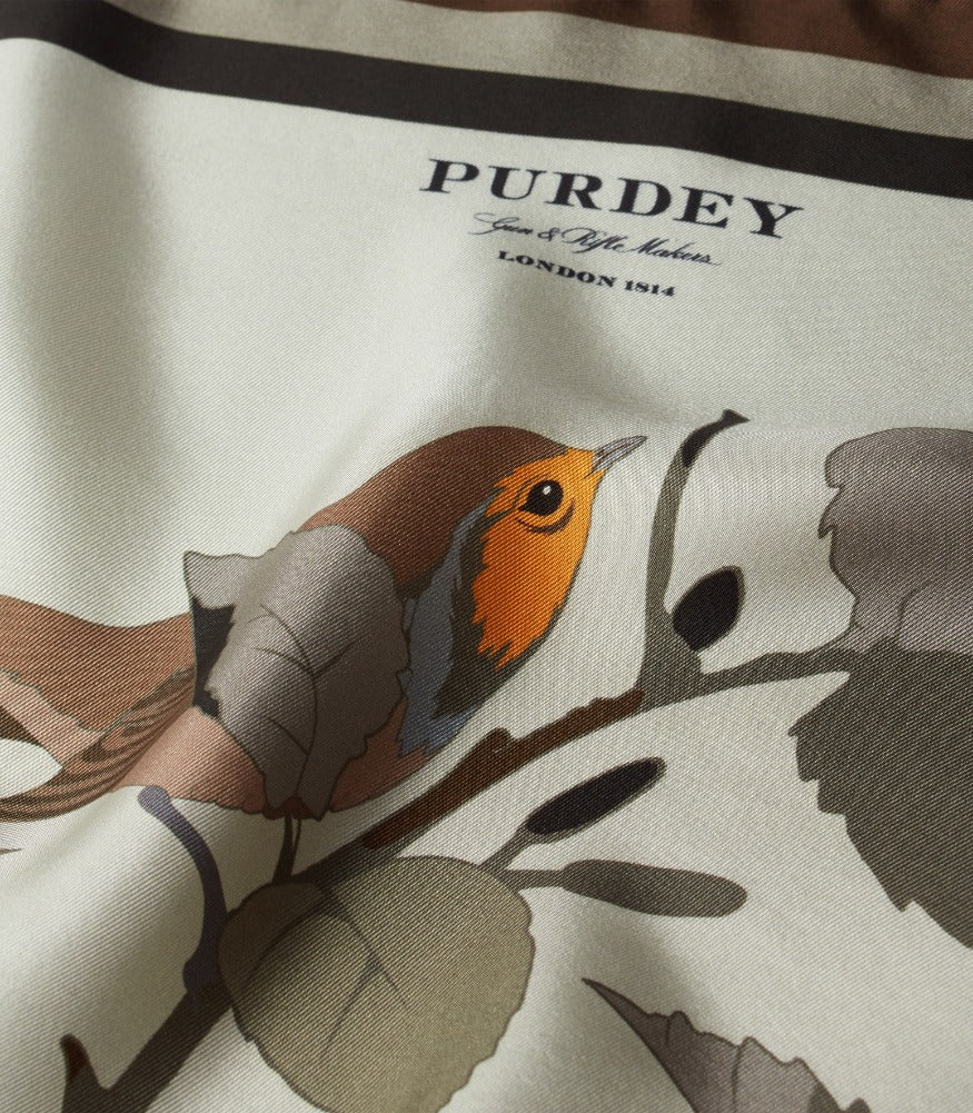 Birds in Nature Silk Scarf in Moss