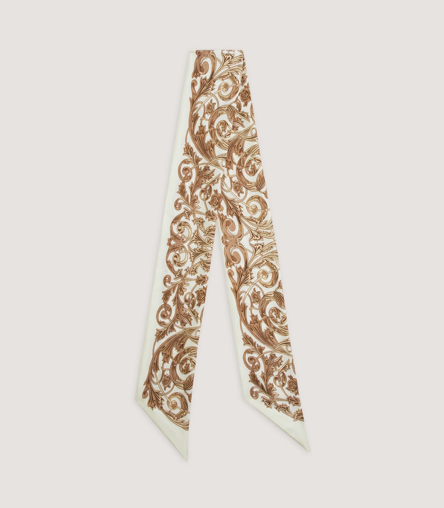Women's Rose and Scroll Silk Twilly in Beige