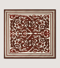 Rose and Scroll Pocket Square in Audley Red