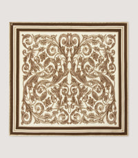 Rose and Scroll Pocket Square in Beige