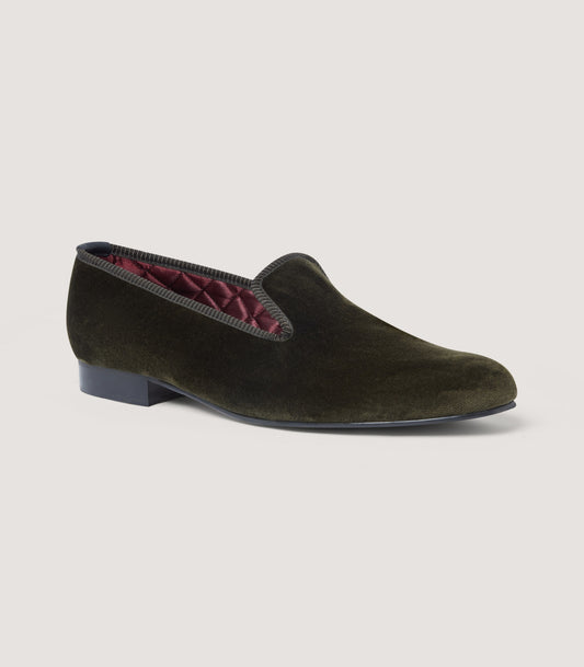 Men's Velvet Slipper in Olive
